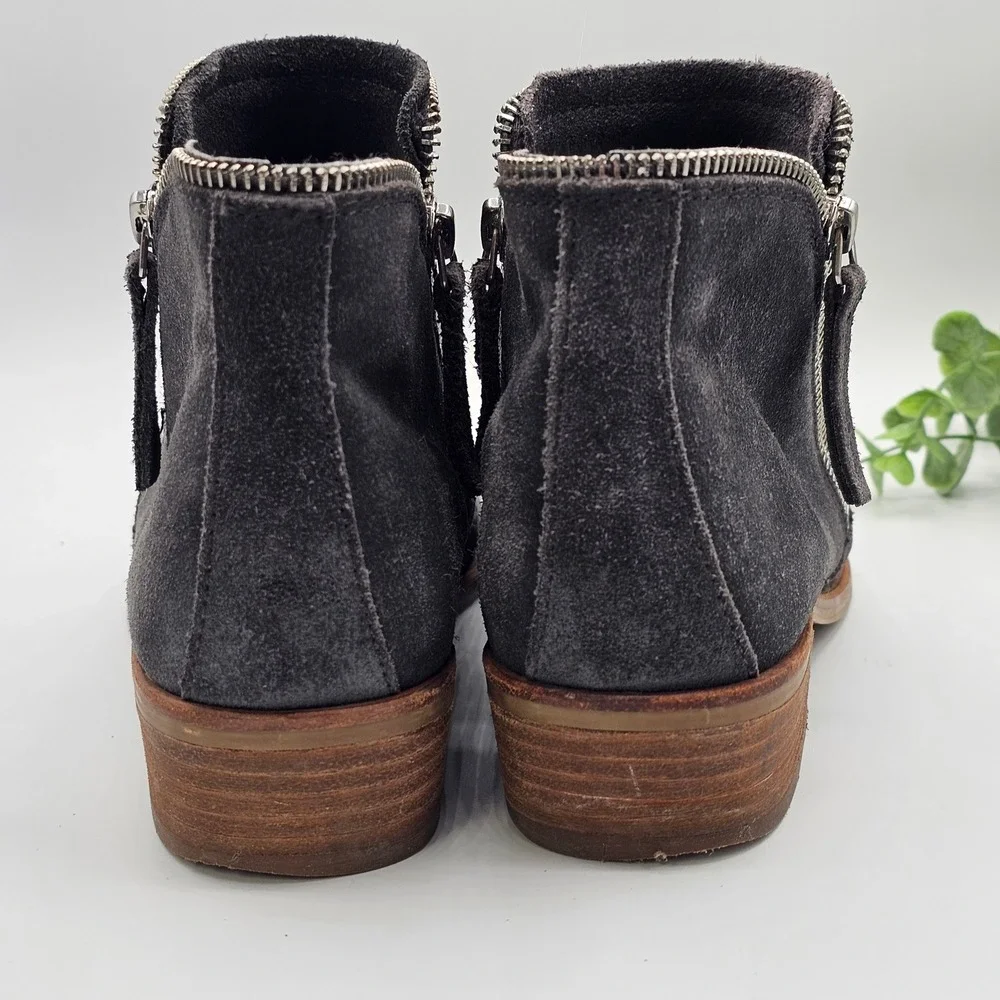 Dolce Vita Suede Ankle Boots Side Zip Booties Women's 8.5 Dark‎ Gray Zip Detail